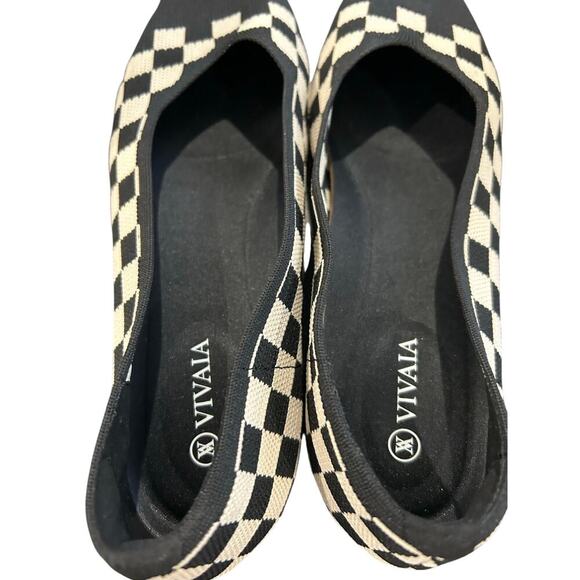 VIVAIA Margot 2.0 Square Toe V-Cut Flats Checker Print Size 39.5 - Picture 5 of 7